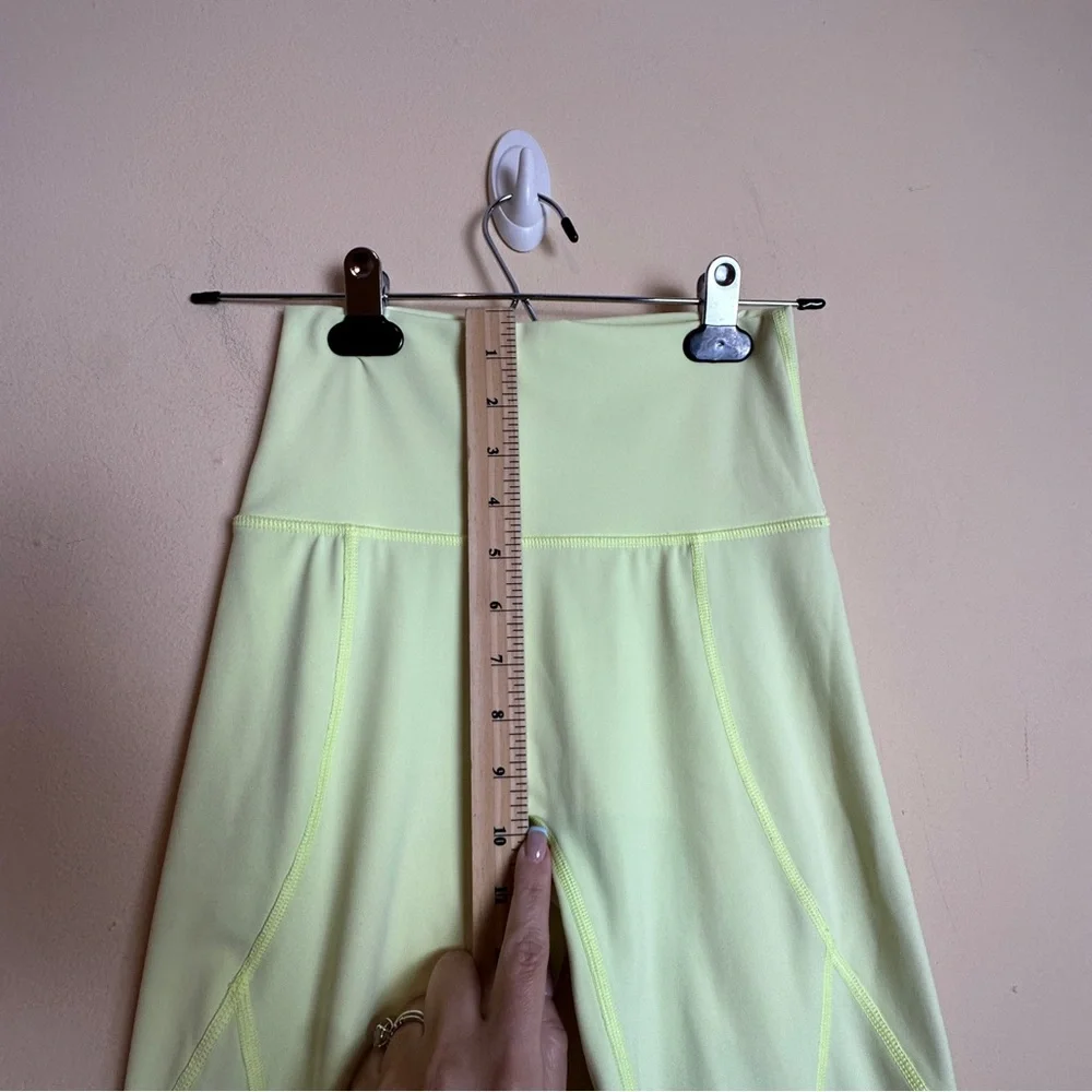 Aerie Neon Yellow Green High Rise Raw Hem Full Length Leggings Womens Size Small - Picture 14 of 16
